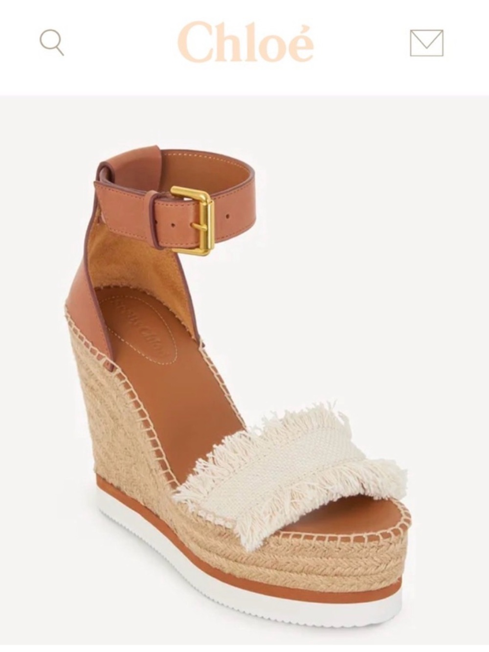 See By Chloe Glyn Espadrille Tan and Cream Fringe Sandal Wedges